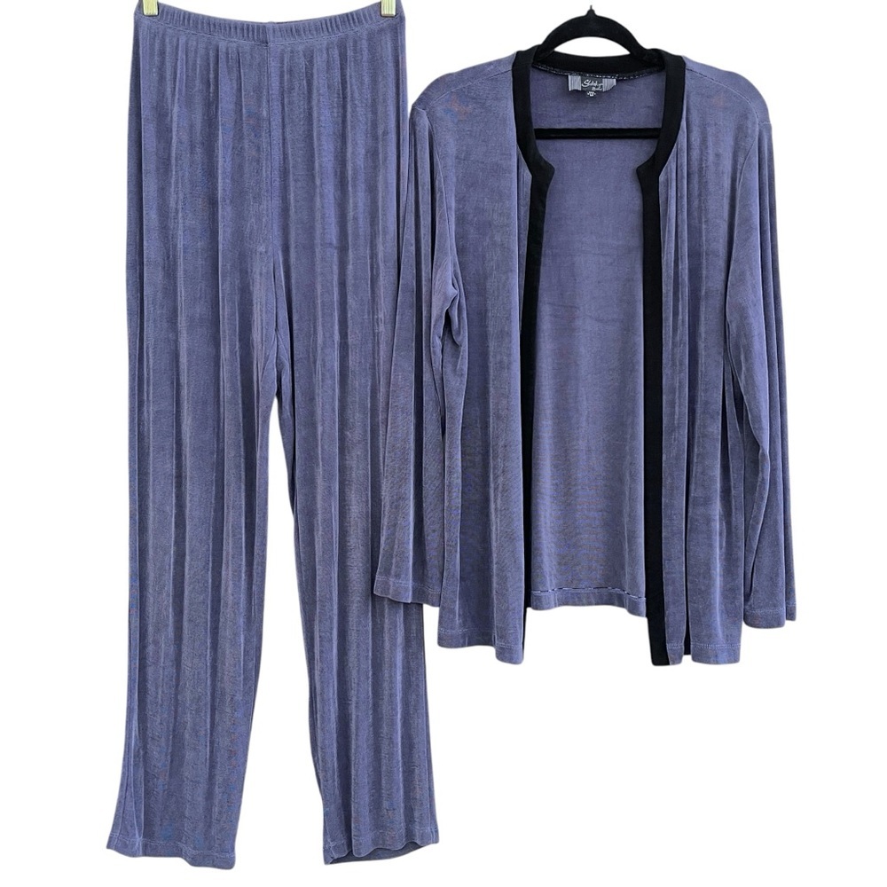 Slinky Brand Purple Pantsuit with Black Trim